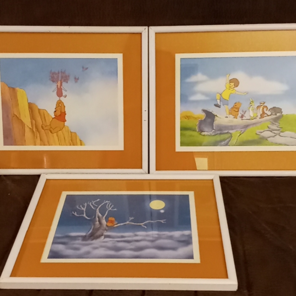 3 Disney Winnie Framed Art Prints.